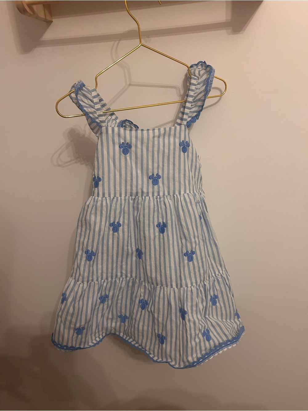 Janie and Jack Disney Minnie Mouse Striped Embroidered Dress